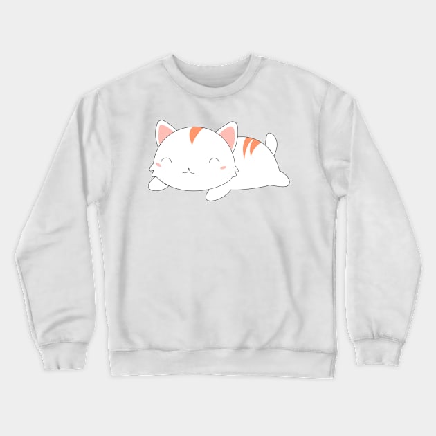 Happy Lazy Kitty w/ Stripe Crewneck Sweatshirt by octob3rvirus